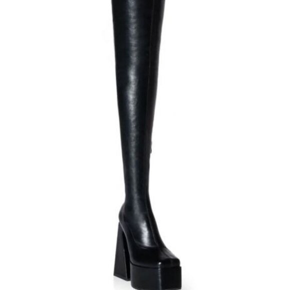 AZALEA WANG " THE ULTIMATE STRUT STRETCH " THIGH HIGH PLATFORM BOOT ( BRAND NEW - Picture 5 of 8